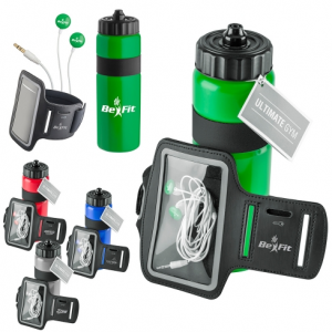 Ultimate Gym Set- Water bottle, earbuds and armband